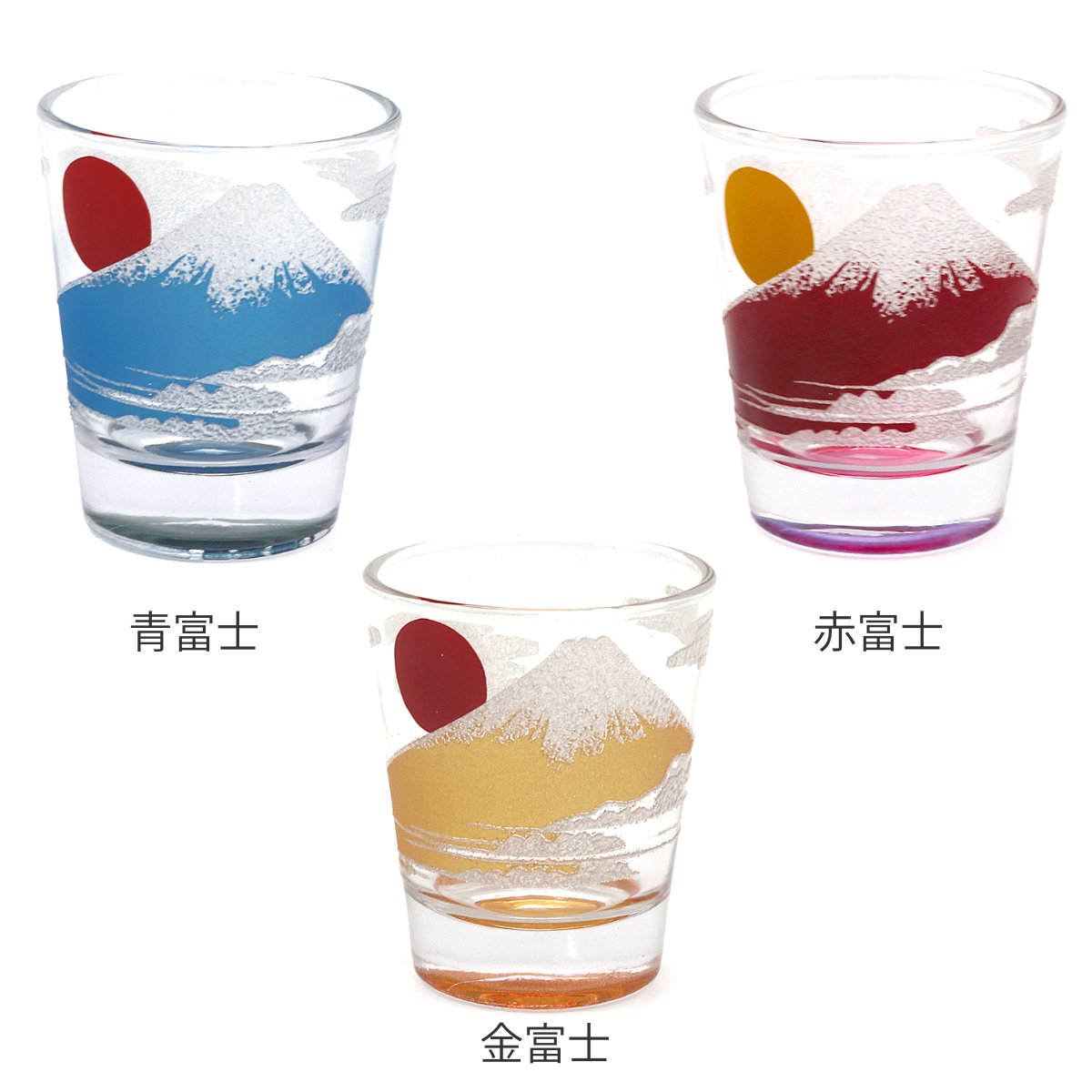 ショットグラス 65ml きらめく日本のショットグラス ( ガラス グラス コップ 酒器 お酒 酒 和モダン 和風 富士山 ユニーク ) 【金富士】 金富士