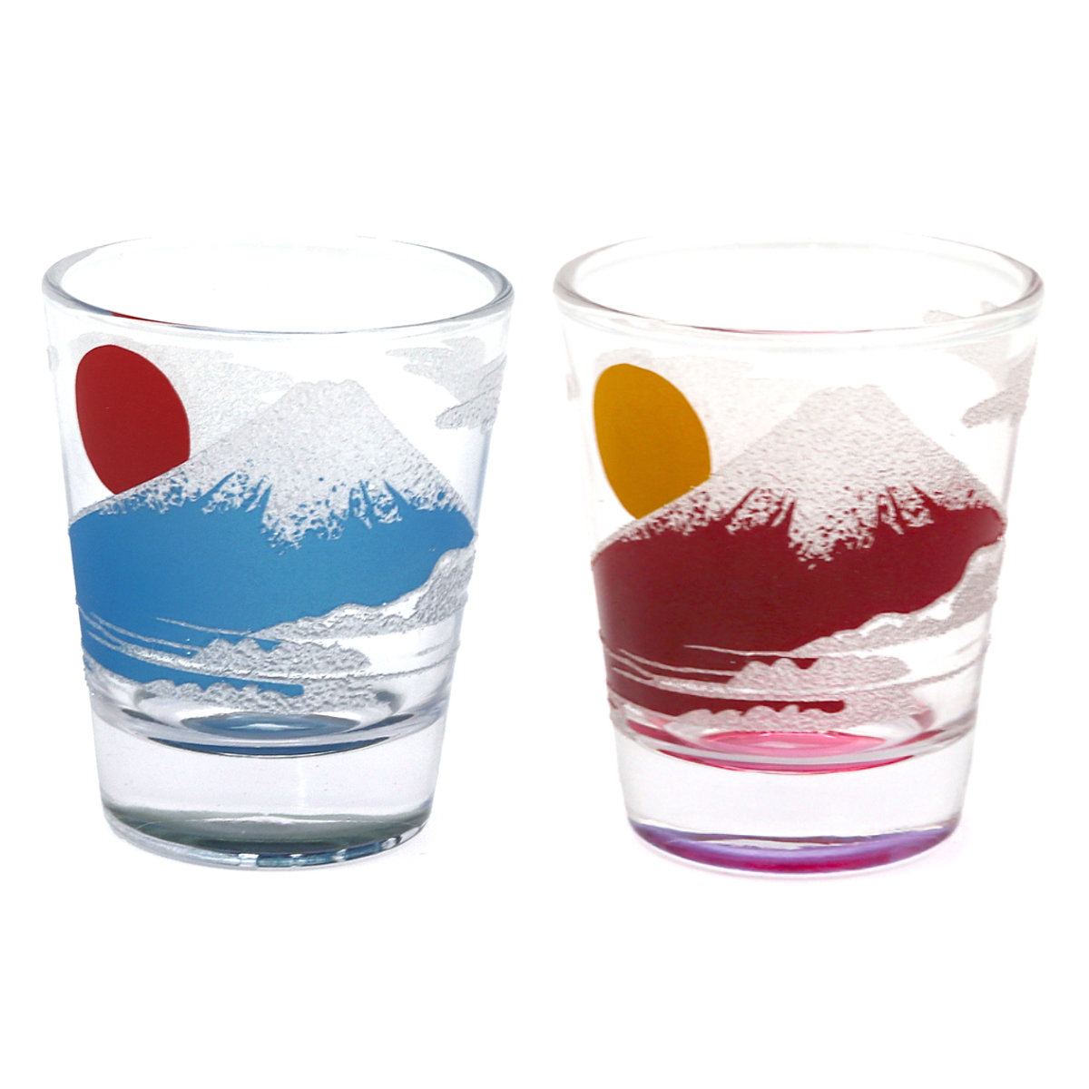 ショットグラス 65ml きらめく日本のショットグラス 2個入 ( ガラス グラス コップ 酒器 お酒 酒 ペアグラス ペア 和モダン 和風 富士山 ユニーク ) 【青金富士セット】 青金富士セット