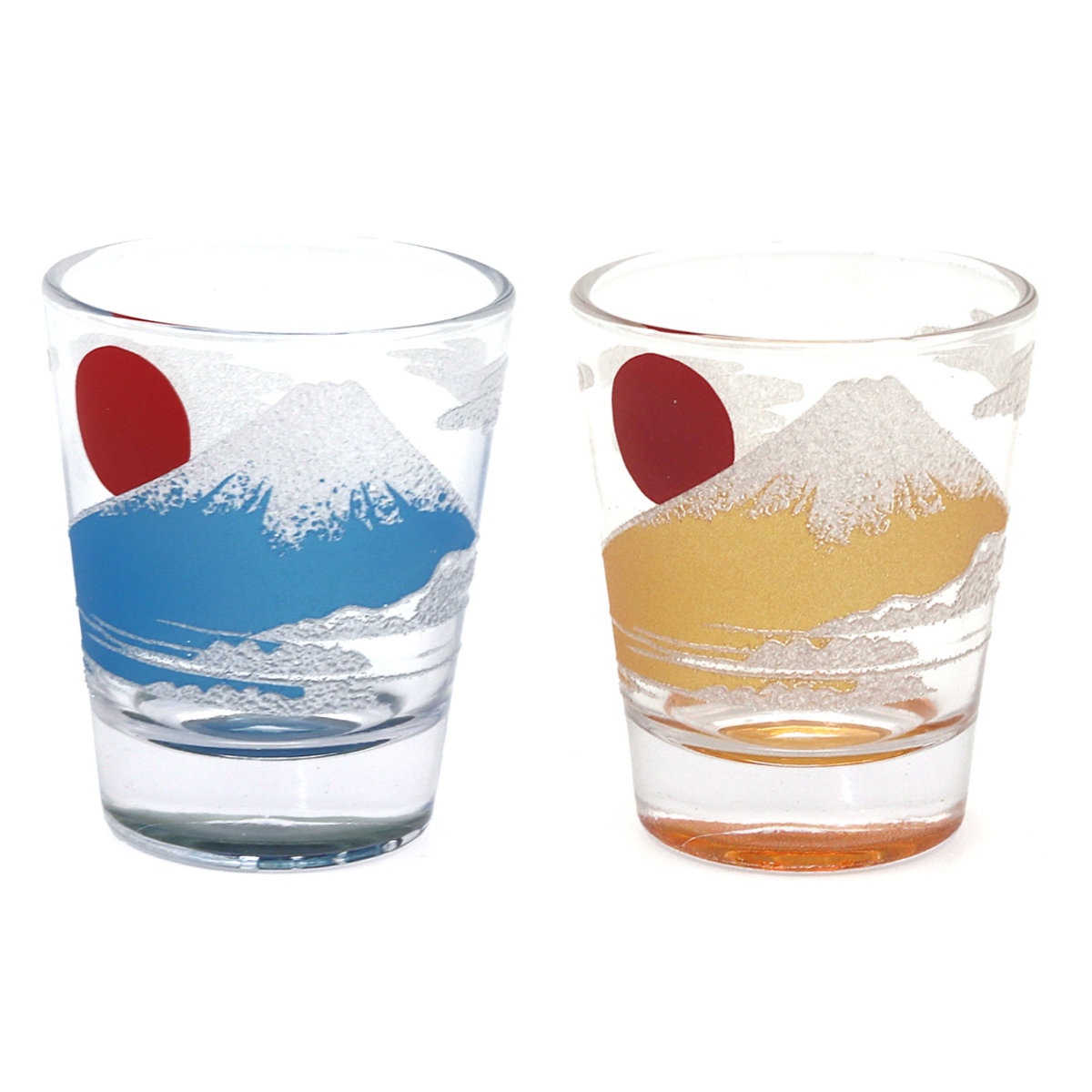ショットグラス 65ml きらめく日本のショットグラス 2個入 ( ガラス グラス コップ 酒器 お酒 酒 ペアグラス ペア 和モダン 和風 富士山 ユニーク ) 【青金富士セット】 青金富士セット