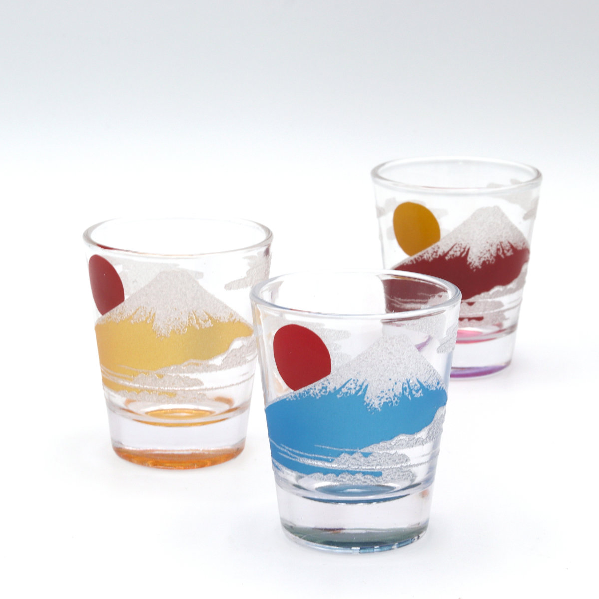 ショットグラス 65ml きらめく日本のショットグラス 2個入 ( ガラス グラス コップ 酒器 お酒 酒 ペアグラス ペア 和モダン 和風 富士山 ユニーク ) 【青金富士セット】 青金富士セット