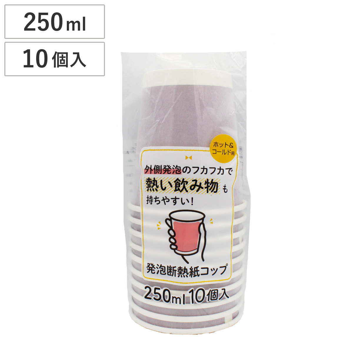 紙コップ 発砲断熱紙コップ 250ml 10個入 （ 使い捨て 紙カップ 紙 コップ カップ ホット コールド 10個入り 紙容器 紙製 ペーパーコップ BBQ アウトドア パーティー キャンプ ）
