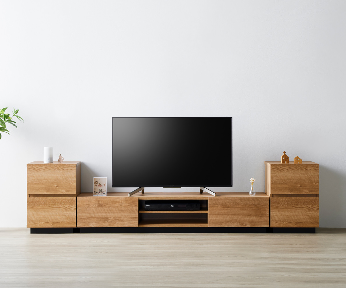 テレビ台 幅152cm 65V型対応 シンプル ( テレビボード TV台 TVボード テレビラック テレビ 収納 リビング収納 ライトブラウン 木目調ロータイプ スライドレール 引出し )