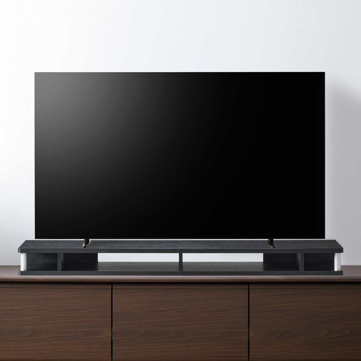 テレビ台 幅125cm 55インチ対応 ちょい足しラック 完成品 1段 ( 棚 TV台 TVボード テレビラック 高さ調整 高さ足し ラック 一段 テレビボード AVラック シンプル 高さ出し ブラック ダークブラウン ) 【ブラック】 ブラック