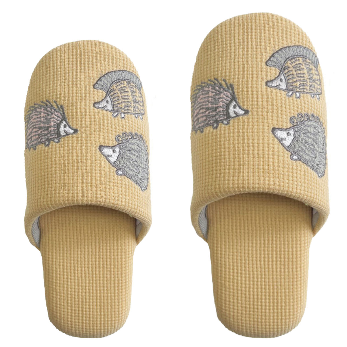 スリッパ リサ・ラーソン はりねずみワッフル L 26.0~27.0cm 洗える ( 室内 メンズ リサラーソン ハリネズミ 雑貨 ワッフル生地 滑り止め ルームスリッパ トイレ インテリア雑貨 自宅 室内用 静音 北欧 ) 【イエロー】 イエロー