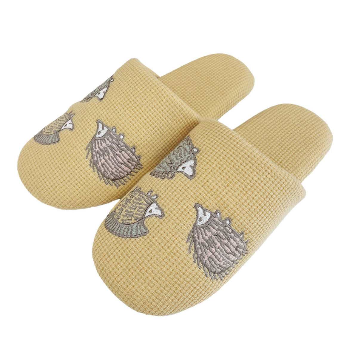 スリッパ リサ・ラーソン はりねずみワッフル L 26.0~27.0cm 洗える ( 室内 メンズ リサラーソン ハリネズミ 雑貨 ワッフル生地 滑り止め ルームスリッパ トイレ インテリア雑貨 自宅 室内用 静音 北欧 ) 【イエロー】 イエロー