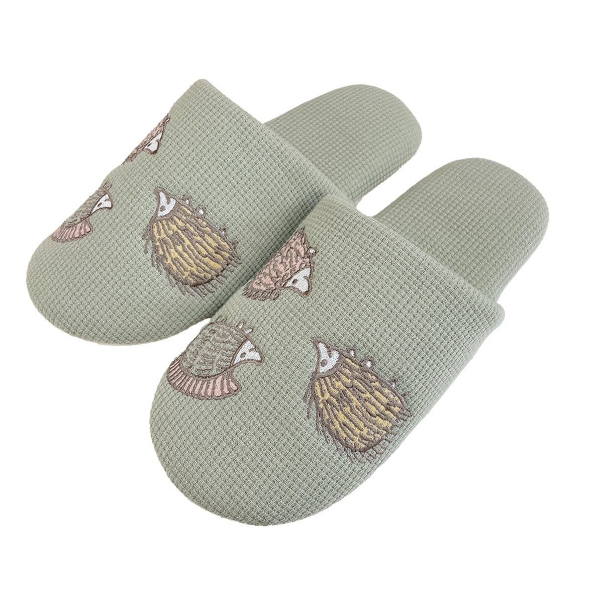 スリッパ リサ・ラーソン はりねずみワッフル L 26.0~27.0cm 洗える ( 室内 メンズ リサラーソン ハリネズミ 雑貨 ワッフル生地 滑り止め ルームスリッパ トイレ インテリア雑貨 自宅 室内用 静音 北欧 ) 【イエロー】 イエロー