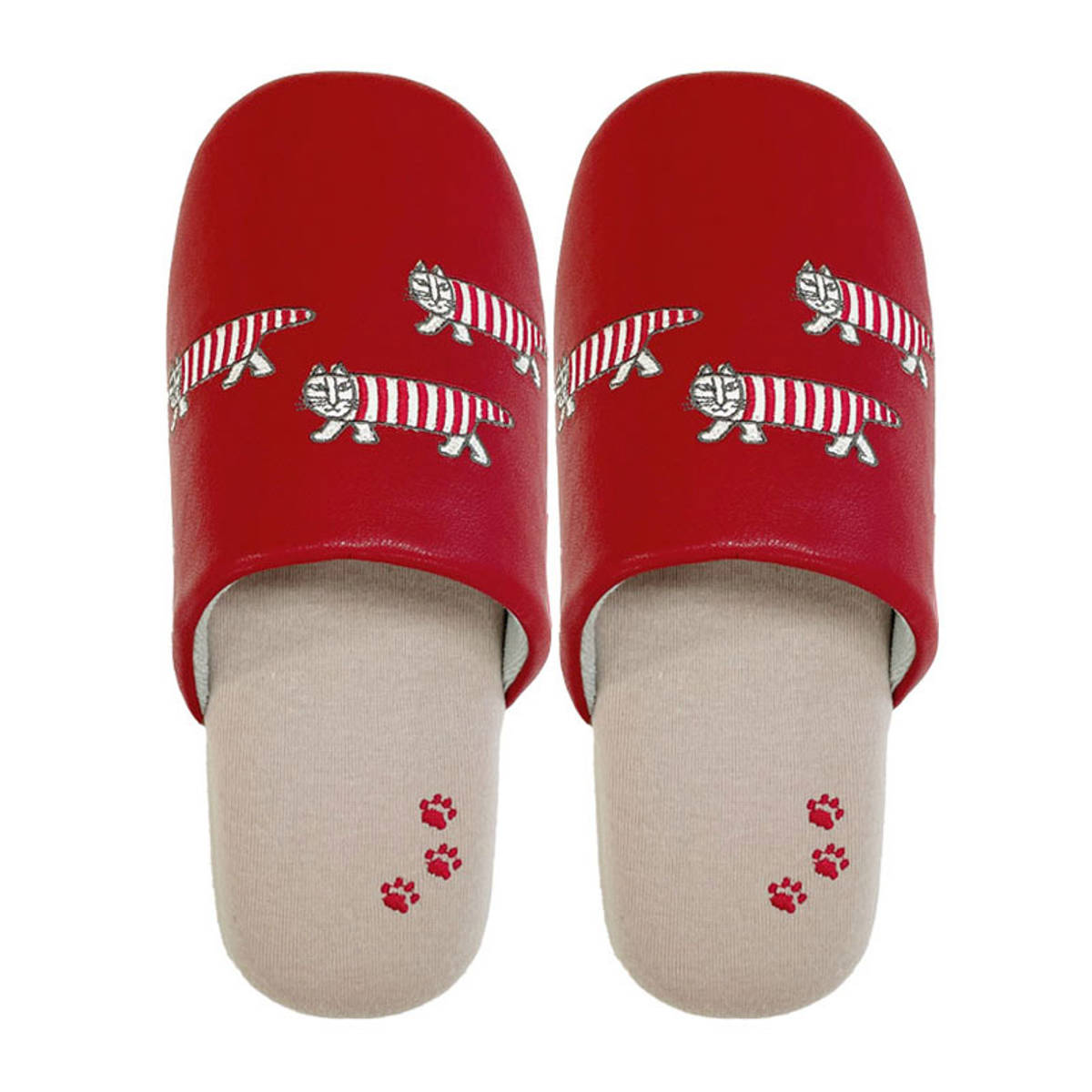 スリッパ リサ・ラーソン あしあとマイキー M 約24.0cm ( 洗える 室内 レディース トイレ リサラーソン 猫 雑貨 水を弾く 24cm 合皮 マイキー ルームスリッパ インテリア雑貨 自宅 室内用 静音 北欧 ) 【ホワイト】 ホワイト