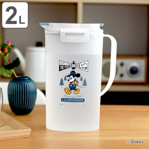 ピッチャー 冷水筒 2L ミッキーマウス 耐熱 ワンプッシュ 麦茶ポット （ キャラクター 冷水ポット ジャグ 熱湯 ディズニー ミッキー 麦茶