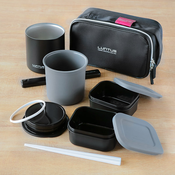 保温弁当箱 ランチジャー ステンレス製 男性用 ランタス タテ・ヨコ 専用バッグ付 820ml ( お弁当箱 保温 大容量 男性 ポーチ付 メンズ ランチボックス 箸付き 縦型 横型 )