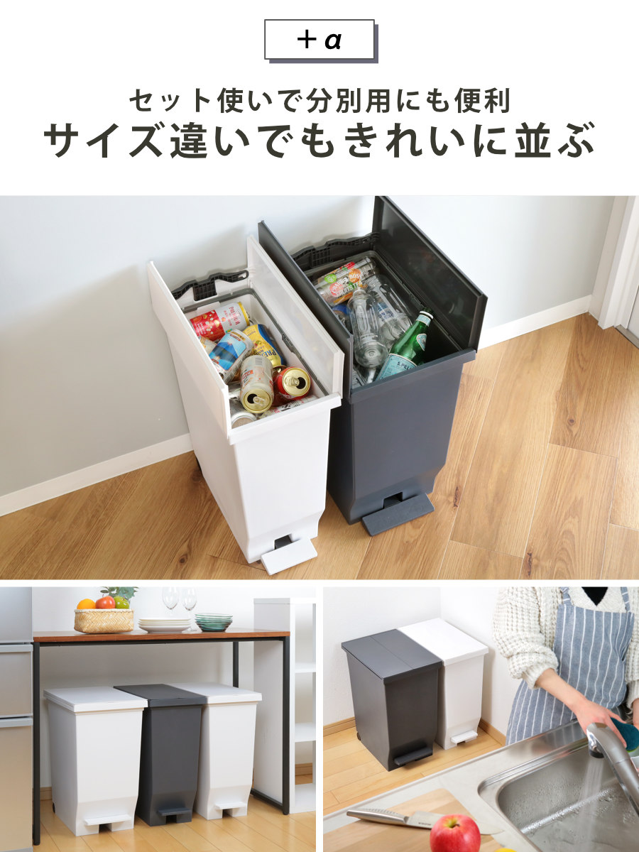 ゴミ箱 30L 同色2個セット エバン 両開きペダルペール ( ごみ箱 30リットル ダストボックス 両開き 棚下 スリム キッチン 分別 ふた付き おしゃれ カップボード カウンター下 バタフライ ホワイト ブラック ) 【ホワイト】 ホワイト