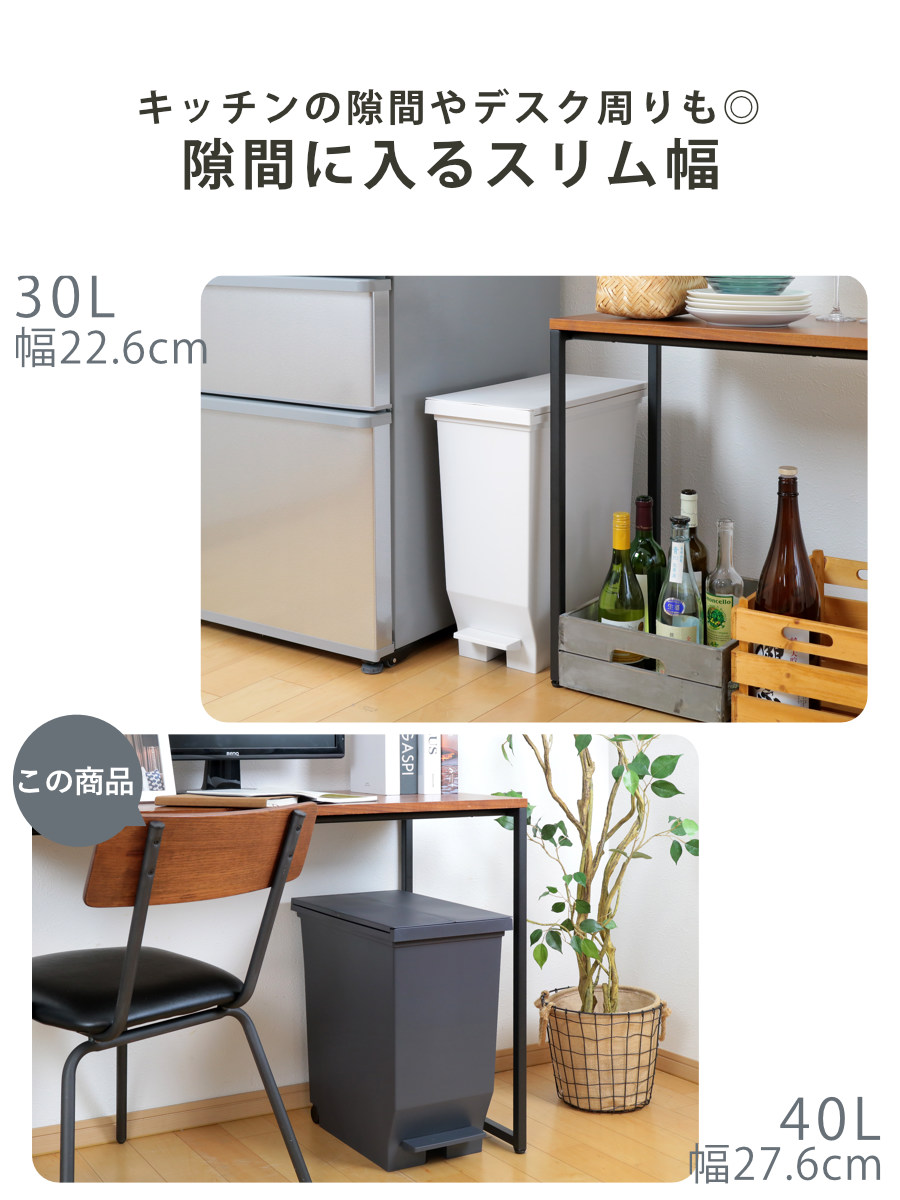 ゴミ箱 40L エバン 両開きペダルペール ( 45リットルゴミ袋対応 40リットル ごみ箱 両開き 棚下 スリム ふた付き 分別 キッチン 高さ制限 カップボード カウンター下 収納 ホワイト ブラック おしゃれ ) 【ブラック】 ブラック