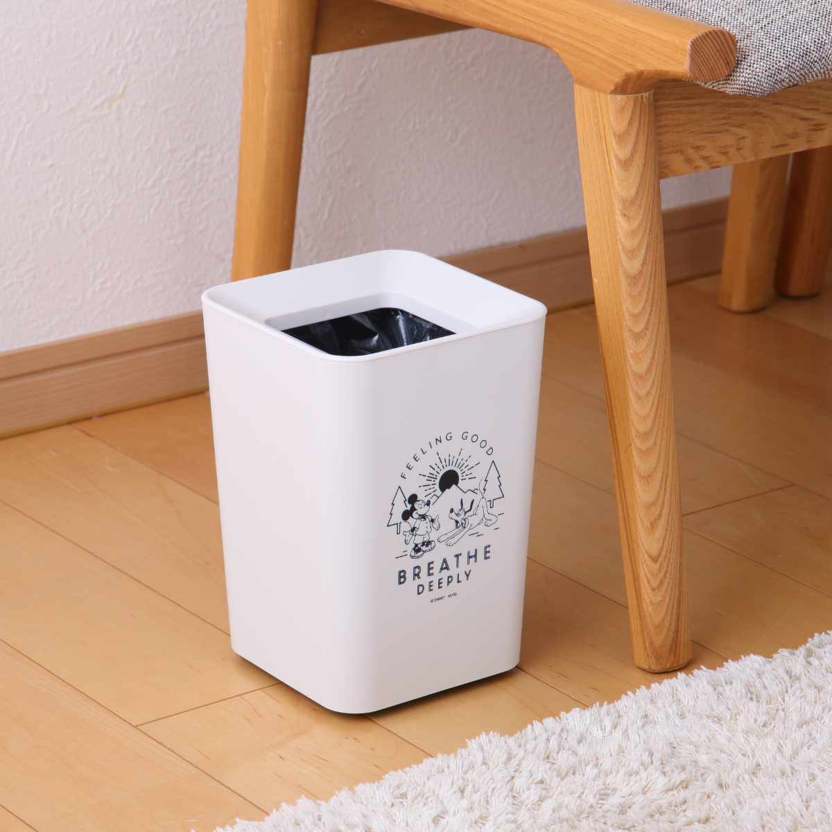 ゴミ箱 2L ルクレール ミッキーマウス ミニ角型 ( ごみ箱 2リットル Mickey 卓上 袋 見えない くず入れ 2重構造 小さい リビング シンプル Disney ミッキー ダストボックス 四角 二重 )