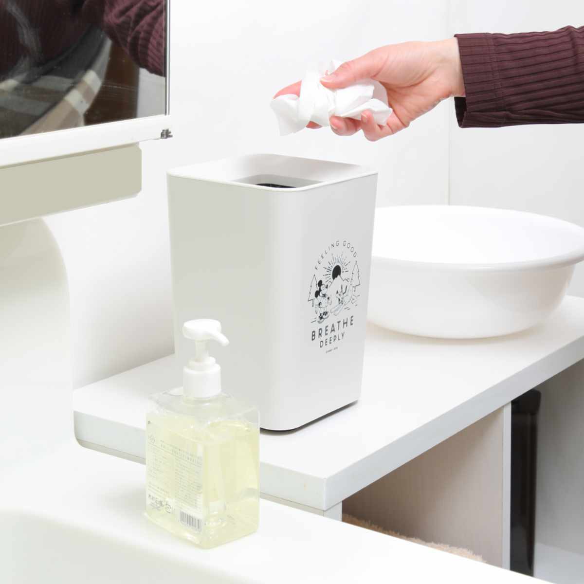 ゴミ箱 2L ルクレール ミッキーマウス ミニ角型 ( ごみ箱 2リットル Mickey 卓上 袋 見えない くず入れ 2重構造 小さい リビング シンプル Disney ミッキー ダストボックス 四角 二重 )