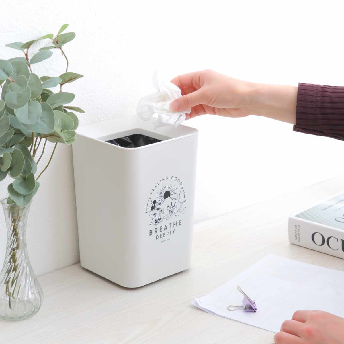 ゴミ箱 2L ルクレール ミッキーマウス ミニ角型 ( ごみ箱 2リットル Mickey 卓上 袋 見えない くず入れ 2重構造 小さい リビング シンプル Disney ミッキー ダストボックス 四角 二重 )