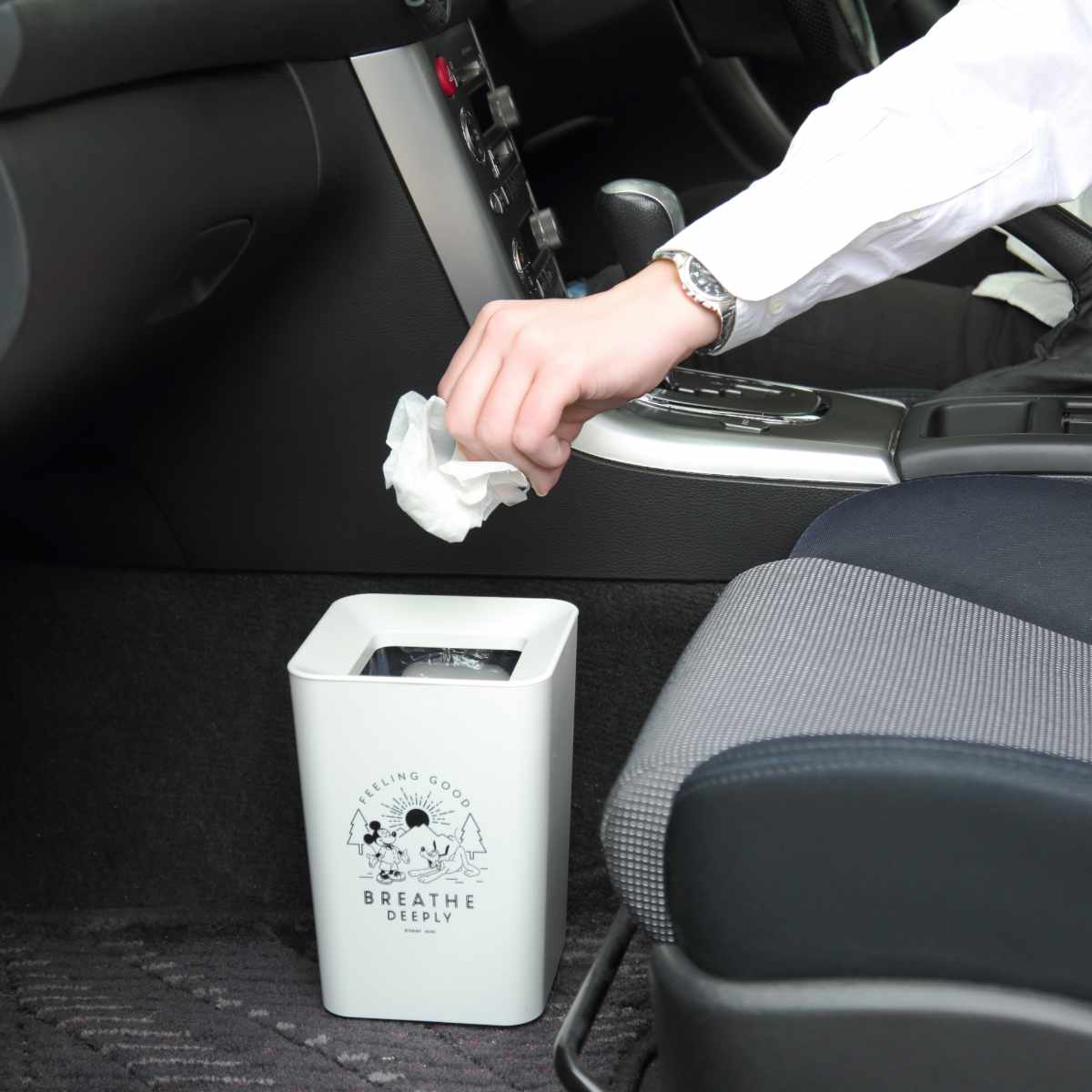 ゴミ箱 2L ルクレール ミッキーマウス ミニ角型 ( ごみ箱 2リットル Mickey 卓上 袋 見えない くず入れ 2重構造 小さい リビング シンプル Disney ミッキー ダストボックス 四角 二重 )