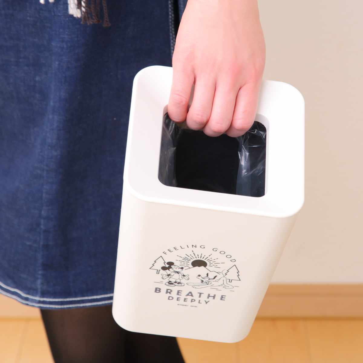 ゴミ箱 2L ルクレール ミッキーマウス ミニ角型 ( ごみ箱 2リットル Mickey 卓上 袋 見えない くず入れ 2重構造 小さい リビング シンプル Disney ミッキー ダストボックス 四角 二重 )