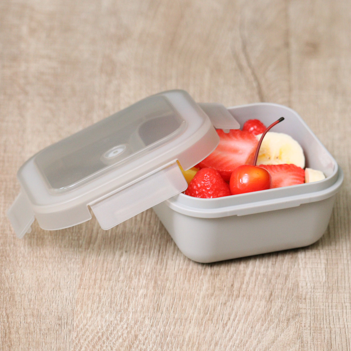 弁当箱 280ml ランタス 1段 パッキン一体型 ( デザートケース フルーツケース ランチボックス 抗菌加工 レンジ対応 食洗機対応 冷凍 レンジOK 食洗機OK お弁当 弁当 二段 仕切り付き 自動エア弁 4点ロック 大人 パッキン一体 ) 【アッシュグレー】 アッシュグレー