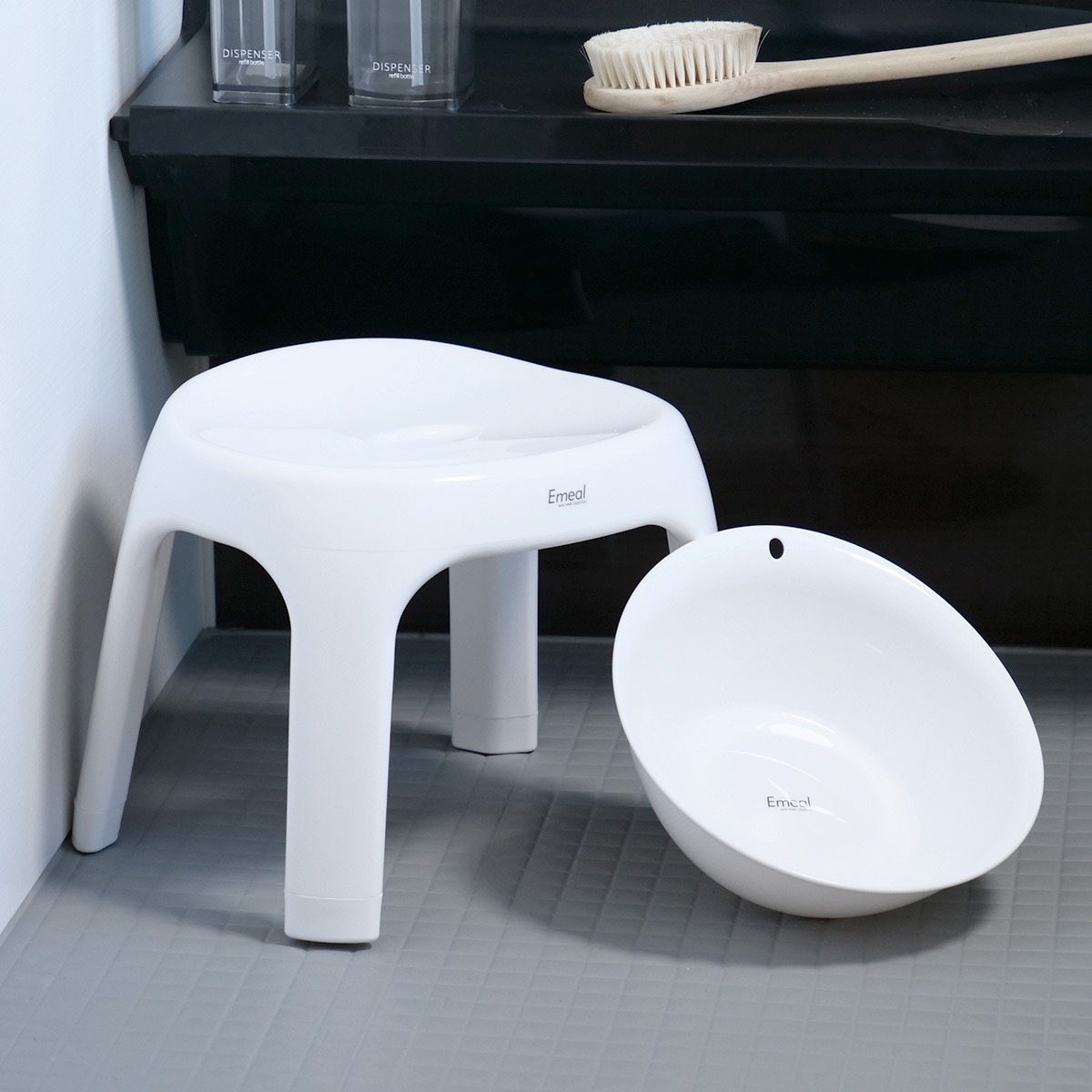 洗面器 湯桶 Emeal エミール ( 風呂おけ 湯おけ 入浴 抗菌 お風呂 Ag抗菌加工 風呂桶 バスグッズ ブルー グレー ホワイト おしゃれ ) 【グレー】 グレー