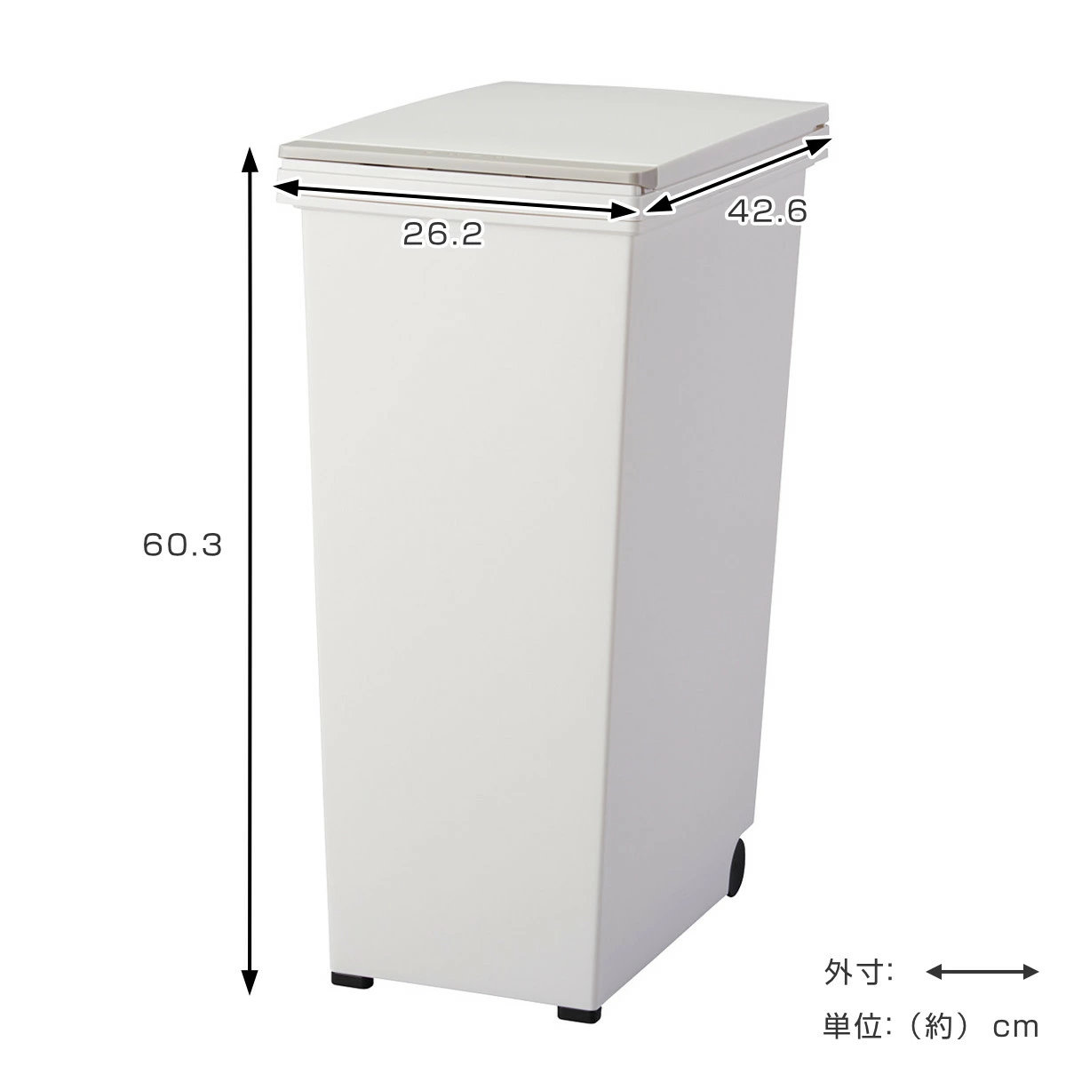 ゴミ箱 45L エバン プッシュペールホワイト プッシュ式 キャスター付き ( ごみ箱 45リットル ワンタッチ ふた付き 縦型 スリム キッチン シンプル EBAN 袋止め付き 袋が見えにくい ダストボックス )