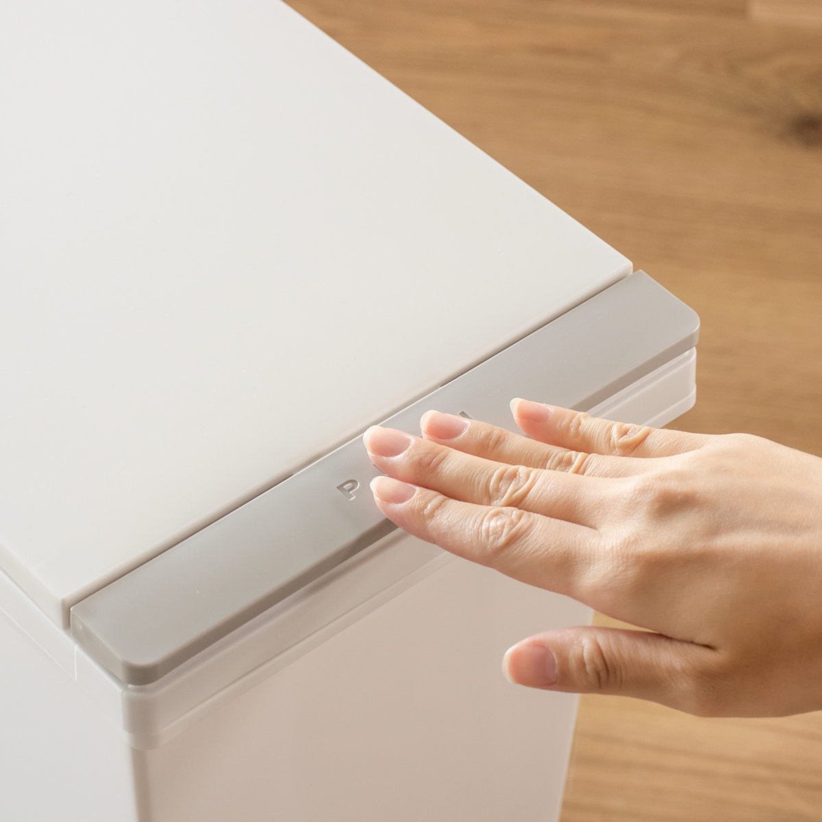 ゴミ箱 45L エバン プッシュペールホワイト プッシュ式 キャスター付き ( ごみ箱 45リットル ワンタッチ ふた付き 縦型 スリム キッチン シンプル EBAN 袋止め付き 袋が見えにくい ダストボックス )