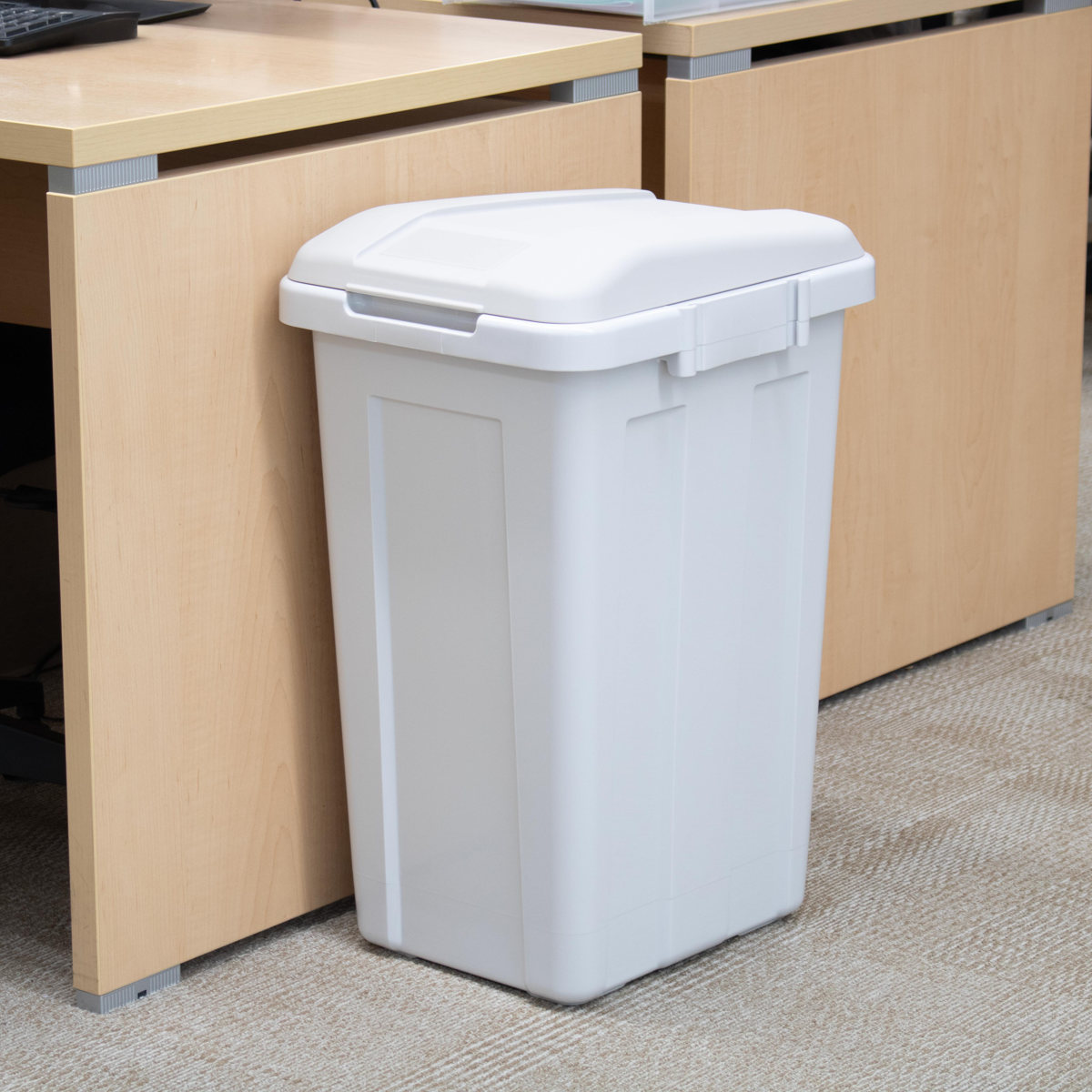 ゴミ箱 屋外 45L ジョイント分別ペール スリム ( ごみ箱 45リットル 外用 大きい カラーふた シンプル 分別 ふた付き 大容量 連結 袋止め付き 袋が見えにくい ダストボックス ) 【ライトグレー】 ライトグレー