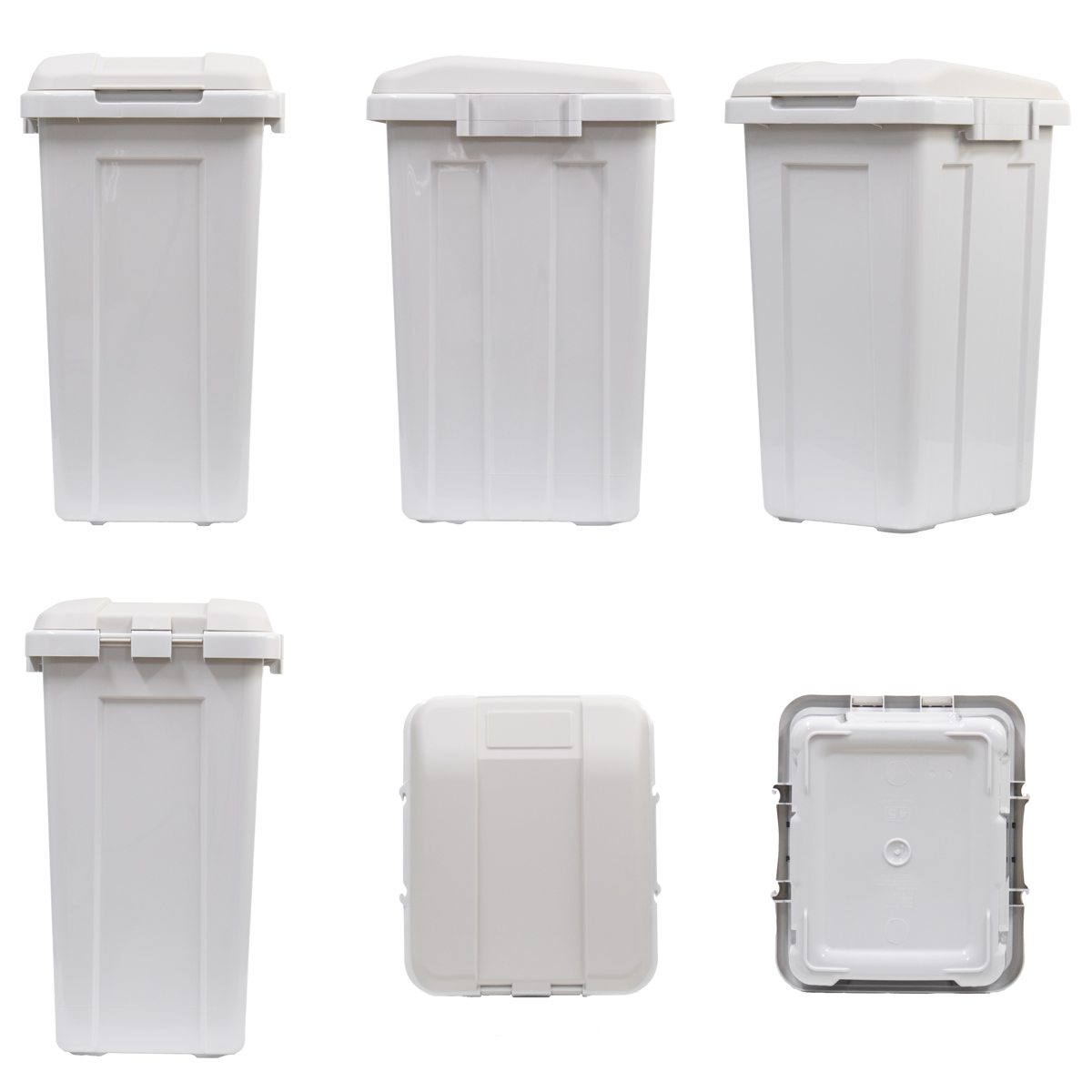 ゴミ箱 屋外 45L ジョイント分別ペール スリム ( ごみ箱 45リットル 外用 大きい カラーふた シンプル 分別 ふた付き 大容量 連結 袋止め付き 袋が見えにくい ダストボックス ) 【ライトグレー】 ライトグレー