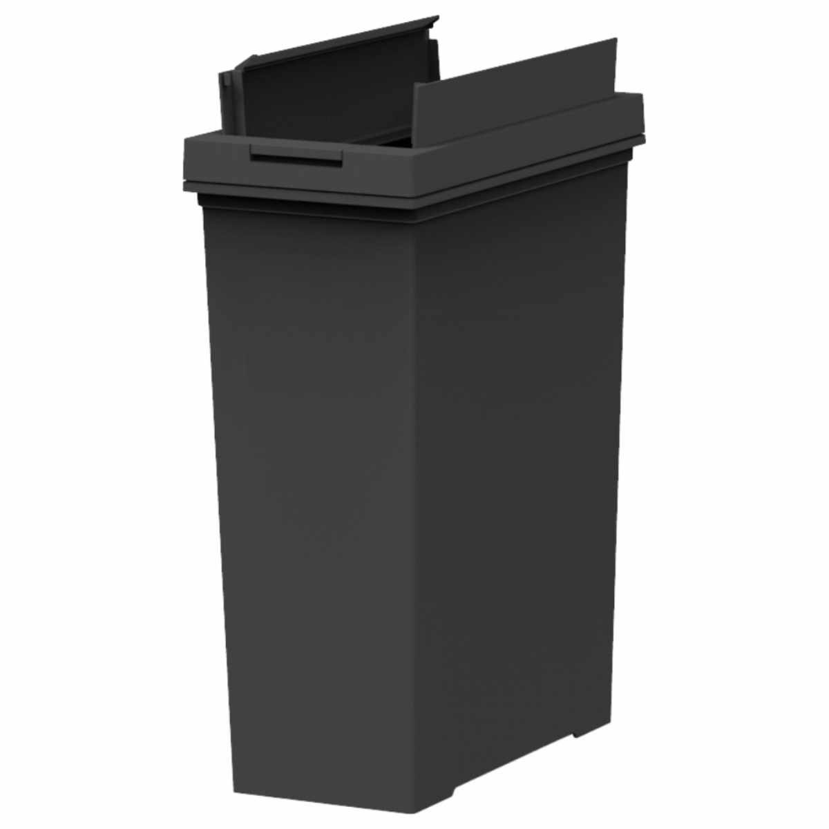 ゴミ箱 20L 棚下で使える 両開き プッシュダスト 袋止め付き ( ごみ箱 20リットル 棚下 手で開ける ふた付き 便利 シンプル 日本製 袋が見えにくい スリム キッチン ダストボックス 角型 ) 【ブラック】 ブラック