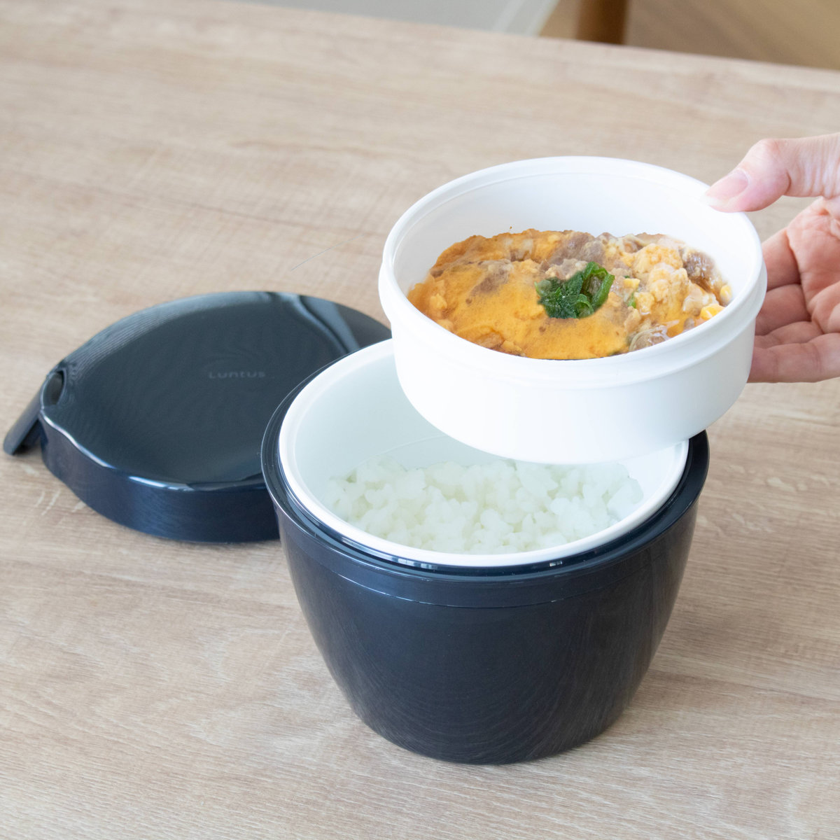 弁当箱 保温 800ml ランタス カフェ丼ランチ ( 保温弁当箱 保冷 お弁当箱 丼 食洗機対応 レンジ対応 食洗機OK レンジOK ランチボックス 弁当 丼ぶり 丼弁当箱 真空断熱構造 ステンレス 保温ランチボックス ) 【ブラック】 ブラック