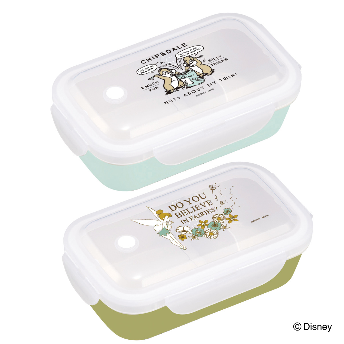 弁当箱 500ml ランチボックス チップアンドデール ティンカーベル ( 抗菌加工 レンジ対応 食洗機対応 冷凍 パッキン一体 レンジOK 食洗機OK お弁当 弁当 二段 仕切り付き 自動エア弁 4点ロック 大人 ) 【ティンカーベル】 ティンカーベル