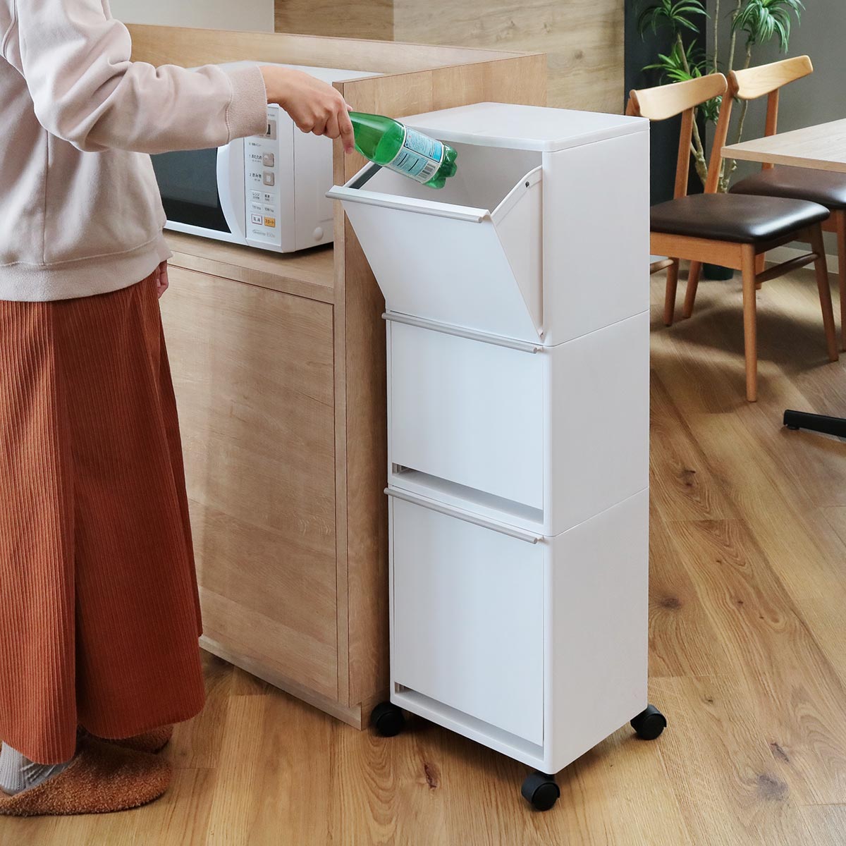 ゴミ箱 43L 3段 資源ゴミ 分別ワゴン ワイド （ ごみ箱 43リットル 3