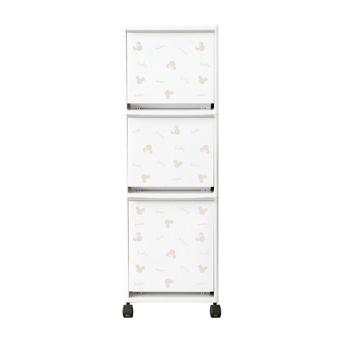 ゴミ箱 43L 3段 縦型 ミッキー 資源ゴミ 分別ワゴン ワイド ディズニー ( ごみ箱 43リットル Disney Mickey 3分別 フラップ ふた付き キッチン 幅33.5cm 収納棚 隙間 ストッカー 引き出し フラップ棚 シンプル おしゃれ 収納 )