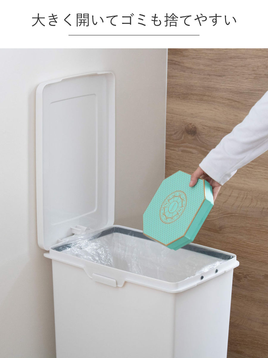 ゴミ箱 45L 同色2個セット エバンペダルペール ペダル式 ( 45リットル スリム キッチン 分別 ごみ箱 ダストボックス ペダル シンプル 3分別 蓋つき 足踏み 縦型 プラスチック フタ付き 蓋付き 袋 見えない おしゃれ 分別ゴミ箱 ) 【ホワイト】 ホワイト