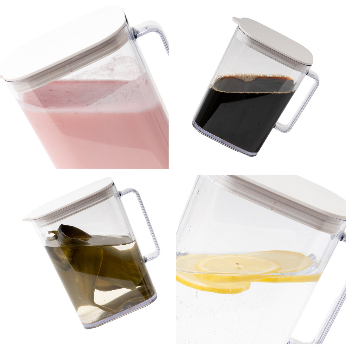 ピッチャー ドアポケットに収まる冷水筒 1.1L ( 食洗機対応 ワンプッシュ 広口 日本製 冷水筒 ボトル ポット ウォーター 麦茶 お茶 シンプル おしゃれ プラスチック ) 【ホワイト】 ホワイト