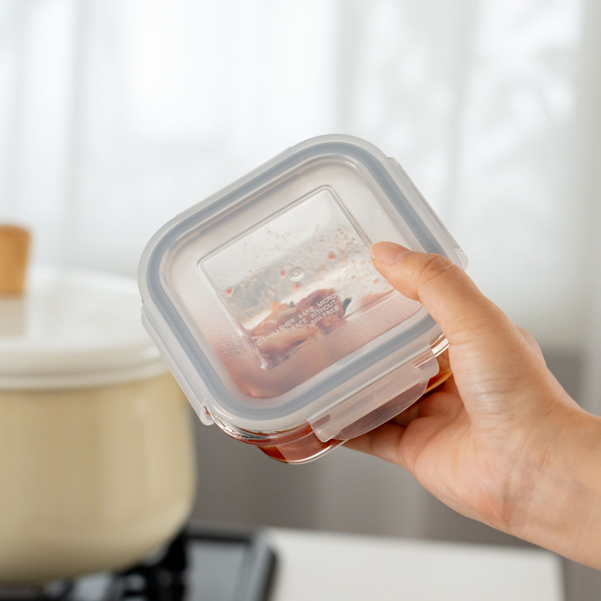 保存容器 1.03L ガラス保存容器 長角型 ( ガラス 食洗機対応 電子レンジ対応 オーブン対応 冷蔵 冷凍 作り置き 調理 4点ロック 密閉 透明 四角 角型 ストッカー 容器 パッキン付き 食品保存 お弁当 常備菜 おかず 中身がわかる )