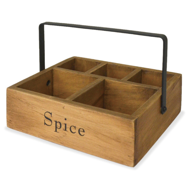 調味料ラック スパイスボックス （ スパイスラック 木製 収納ボックス バスケット 木箱 持ち手つき 調味料 瓶 キッチン小物 収納 台所 調