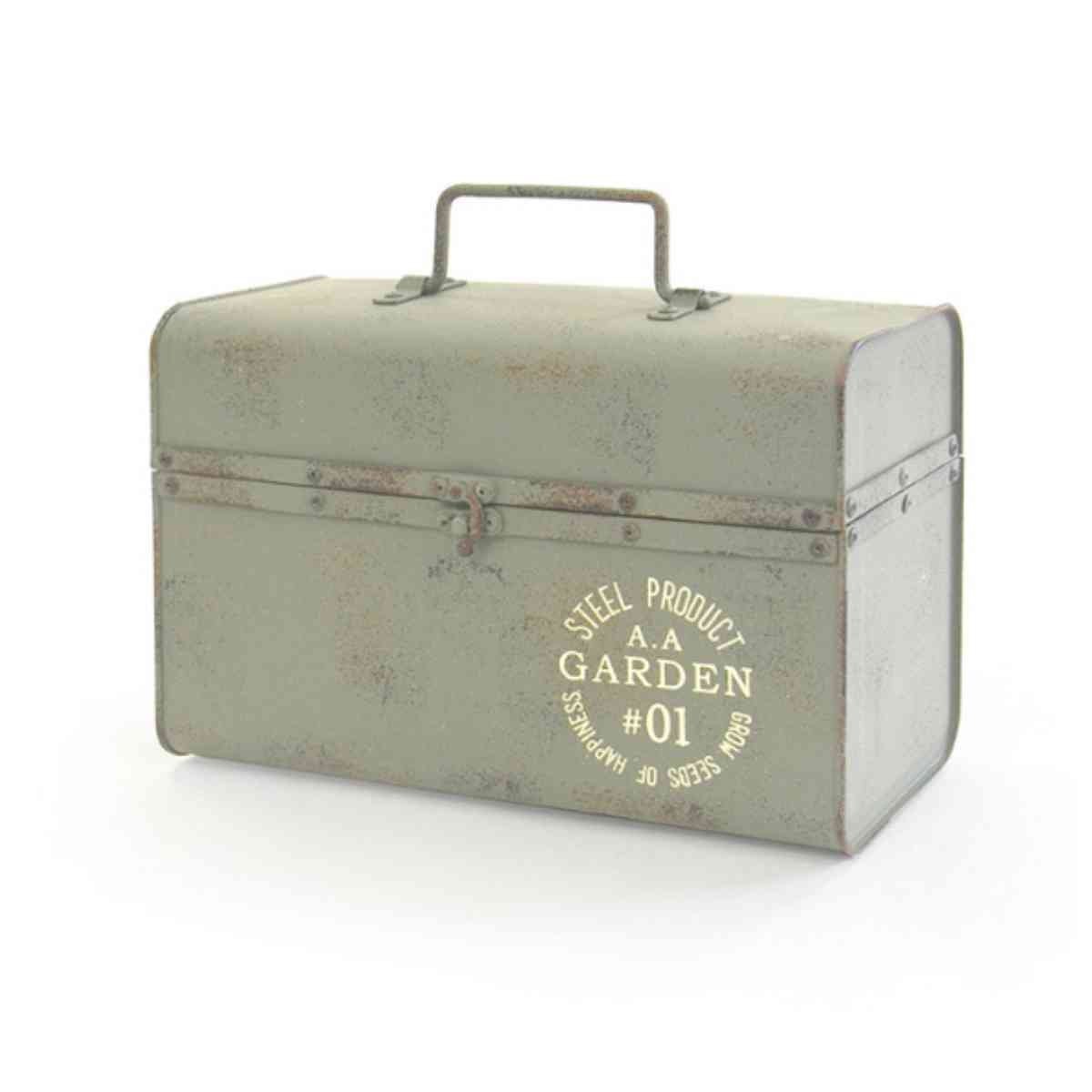 収納箱 アンティーク 汚れアリ ガーデニング収納 ティンメタルボックス