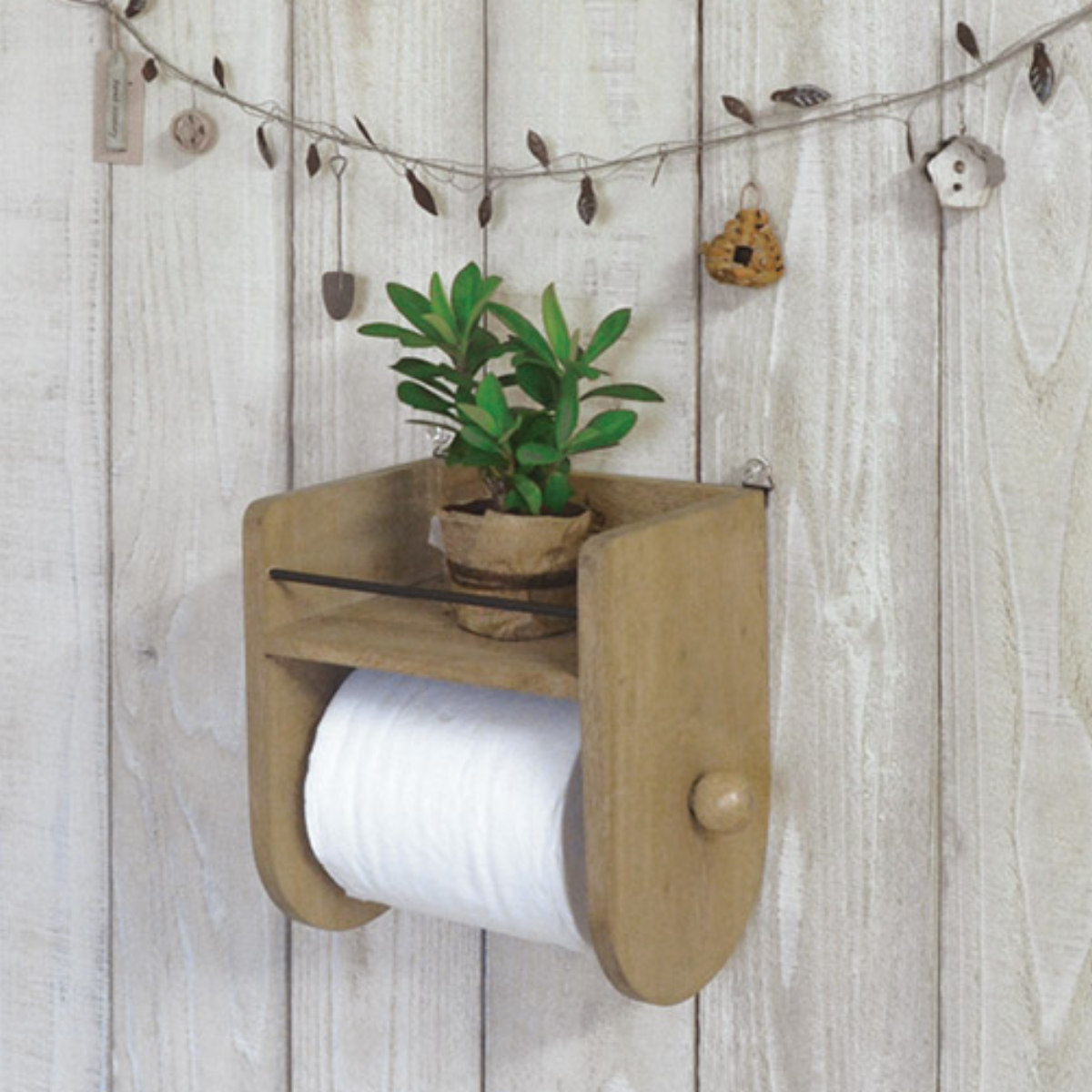 トイレットペーパーホルダー 木製トイレットペーパーホルダー 木製 シングル 小物置き ( トイレ ペーパーホルダー 一連 棚 棚付き スマホ置き アンティーク トイレットペーパー 収納 ペーパー ホルダー 紙巻器 DIY )
