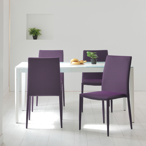 ダイニングチェア スタッキングチェア アシュリー 4脚セット ( 食卓 ダイニング チェア 椅子 セット 背もたれ ファブリック モダン 北欧 スタイリッシュ 完成品 カラー ) 【パープル】 パープル