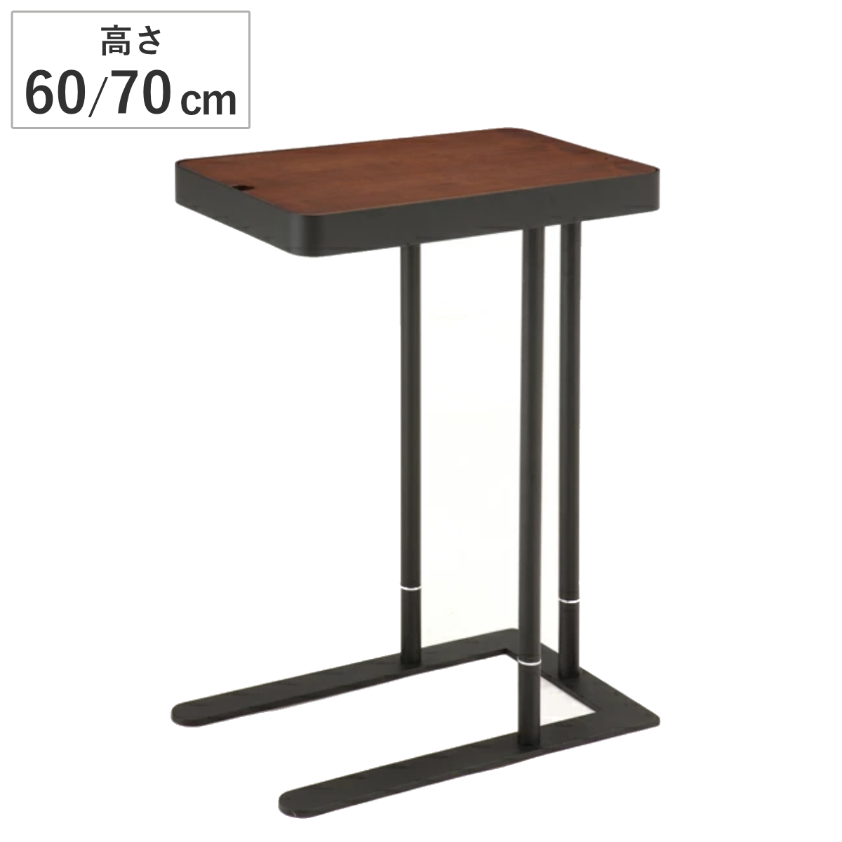 サイドテーブル 高さ60～70cm 高さ調節 ノエル （ カフェテーブル コーヒーテーブル ナイトテーブル 収納付きテーブル 机 サブテーブル 木製 角型 スクエア ）