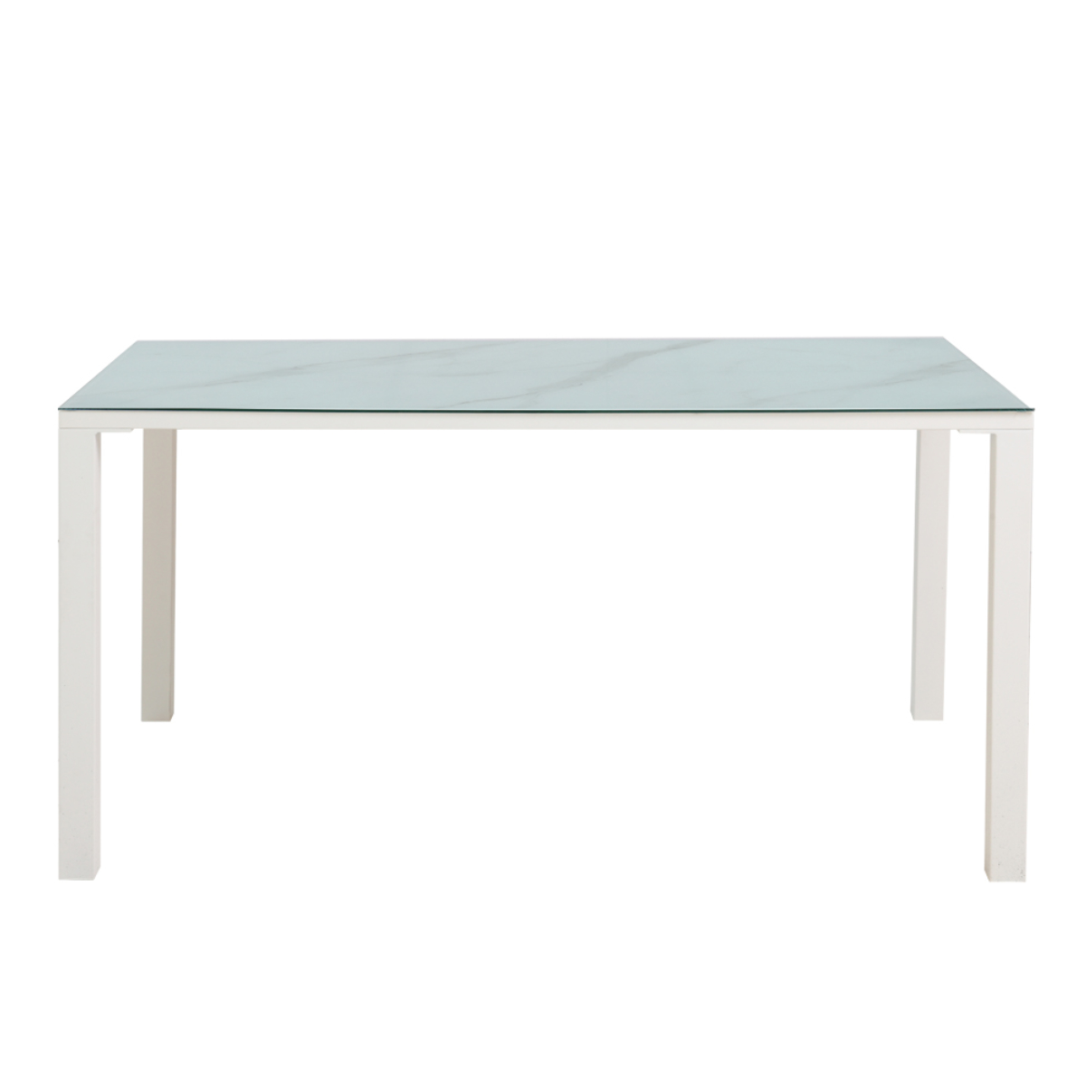 ダイニングテーブル 幅135cm ガラス天板 大理石調 CLAVIER ( テーブル 食卓テーブル 長方形 机 ダイニング 食卓 リビングテーブル 石目模様 ガラステーブル 奥行80cm 強化ガラス アジャスター付き ) 【ホワイト】 ホワイト