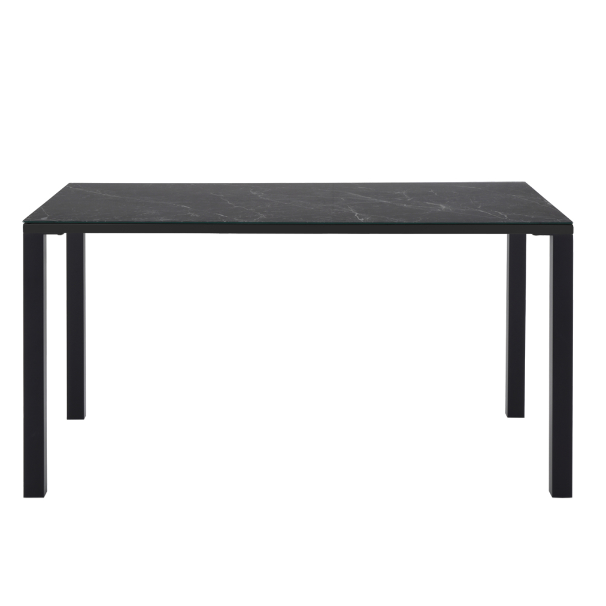 ダイニングテーブル 幅135cm ガラス天板 大理石調 CLAVIER ( テーブル 食卓テーブル 長方形 机 ダイニング 食卓 リビングテーブル 石目模様 ガラステーブル 奥行80cm 強化ガラス アジャスター付き ) 【ホワイト】 ホワイト