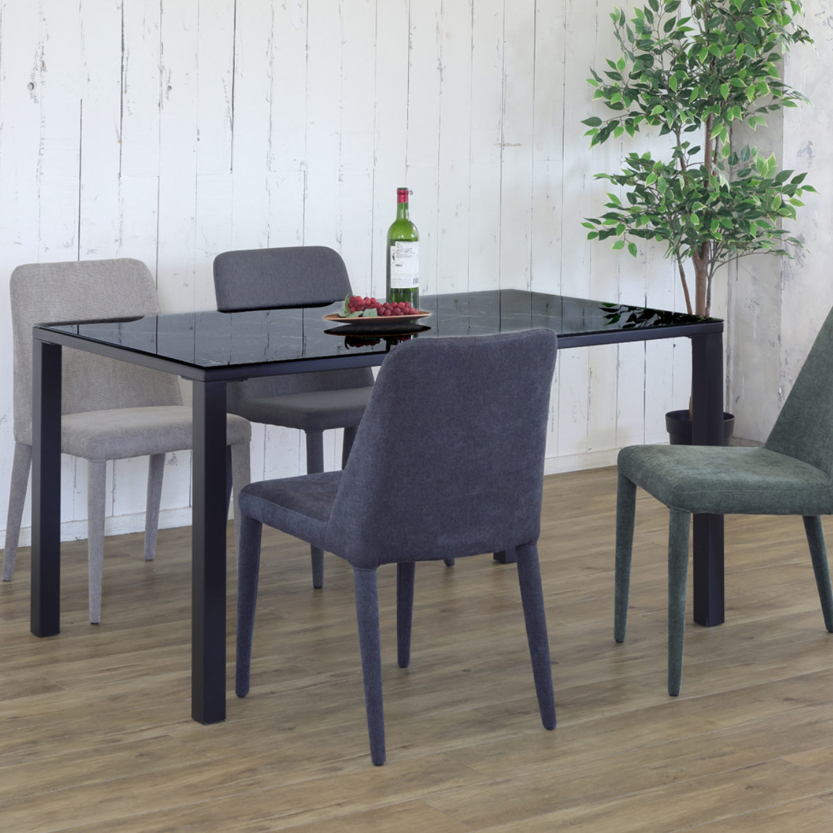 ダイニングテーブル 幅135cm ガラス天板 大理石調 CLAVIER ( テーブル 食卓テーブル 長方形 机 ダイニング 食卓 リビングテーブル 石目模様 ガラステーブル 奥行80cm 強化ガラス アジャスター付き ) 【ホワイト】 ホワイト