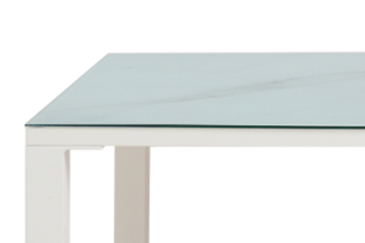 ダイニングテーブル 幅135cm ガラス天板 大理石調 CLAVIER ( テーブル 食卓テーブル 長方形 机 ダイニング 食卓 リビングテーブル 石目模様 ガラステーブル 奥行80cm 強化ガラス アジャスター付き ) 【ホワイト】 ホワイト