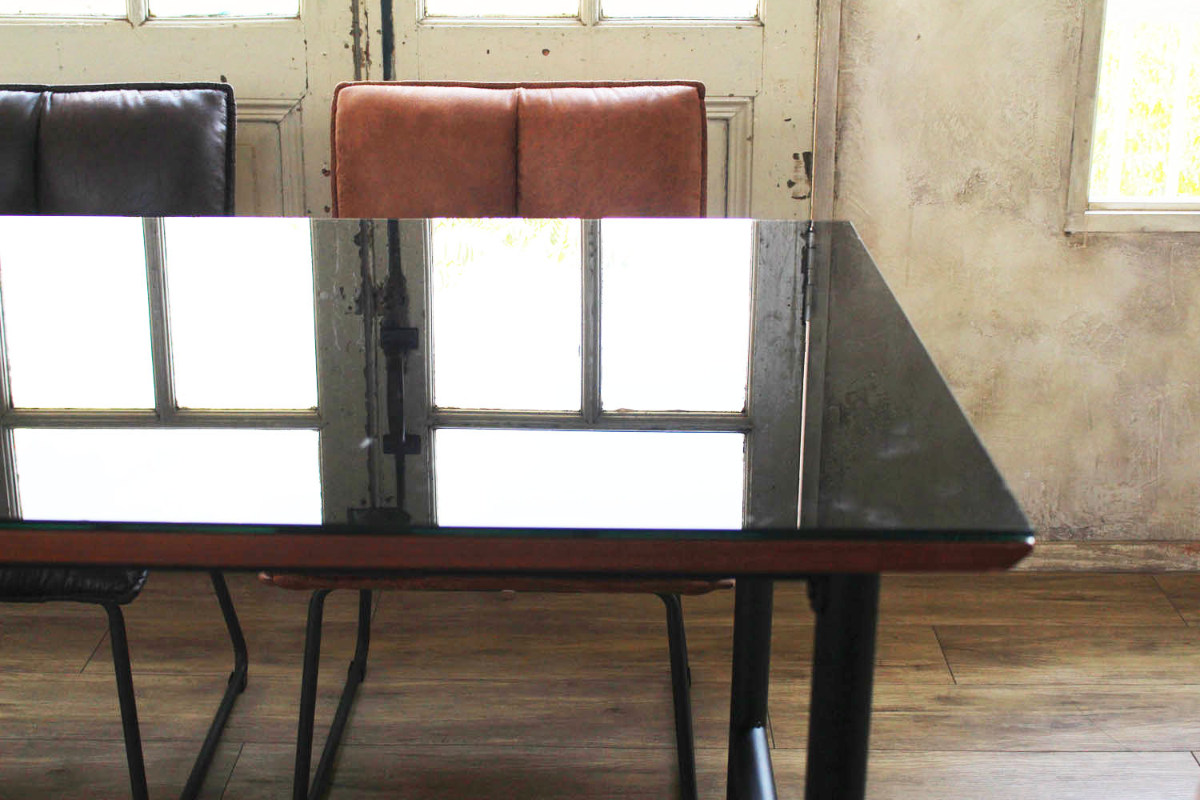 ダイニングテーブル 幅135cm ガラス天板 ZEAL ( テーブル 食卓テーブル 長方形 机 ダイニング 食卓 リビングテーブル 木製 ガラステーブル 奥行80cm 強化ガラス アジャスター付き ウォールナット )