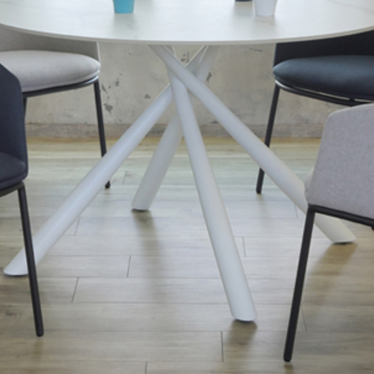 ダイニングテーブル 直径117cm 円形 大理石調 COBBLE ラウンドテーブル ( テーブル 食卓テーブル 丸 机 ダイニング 食卓 リビングテーブル 石目柄 セラミック天板 熱に強い 傷に強い アジャスター付き 丸テーブル )