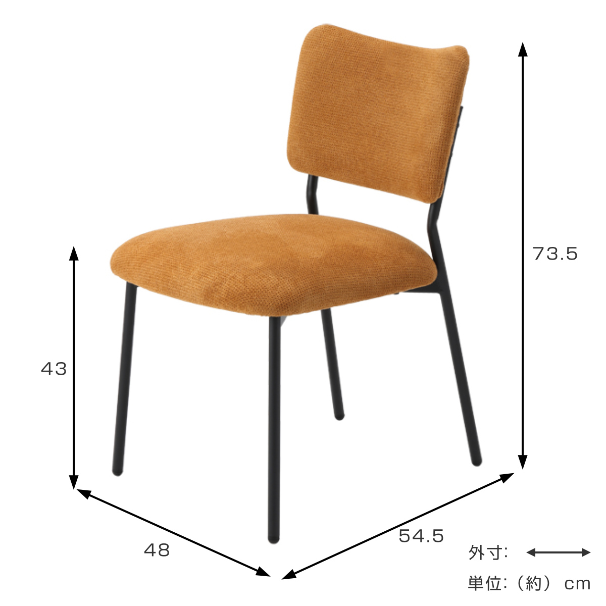 ダイニングチェア 座面高43cm CORAL ファブリック ( チェア ダイニング イス 食卓椅子 アームレス 肘なし 椅子 チェアー いす 食卓 リビング リビングチェア クッション座面 座り心地 快適 ) 【ブラック】 ブラック