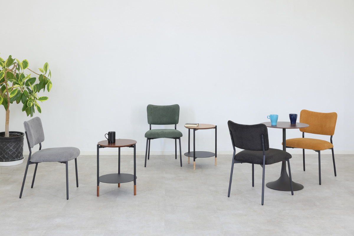 ダイニングチェア 座面高43cm CORAL ファブリック ( チェア ダイニング イス 食卓椅子 アームレス 肘なし 椅子 チェアー いす 食卓 リビング リビングチェア クッション座面 座り心地 快適 ) 【ブラック】 ブラック