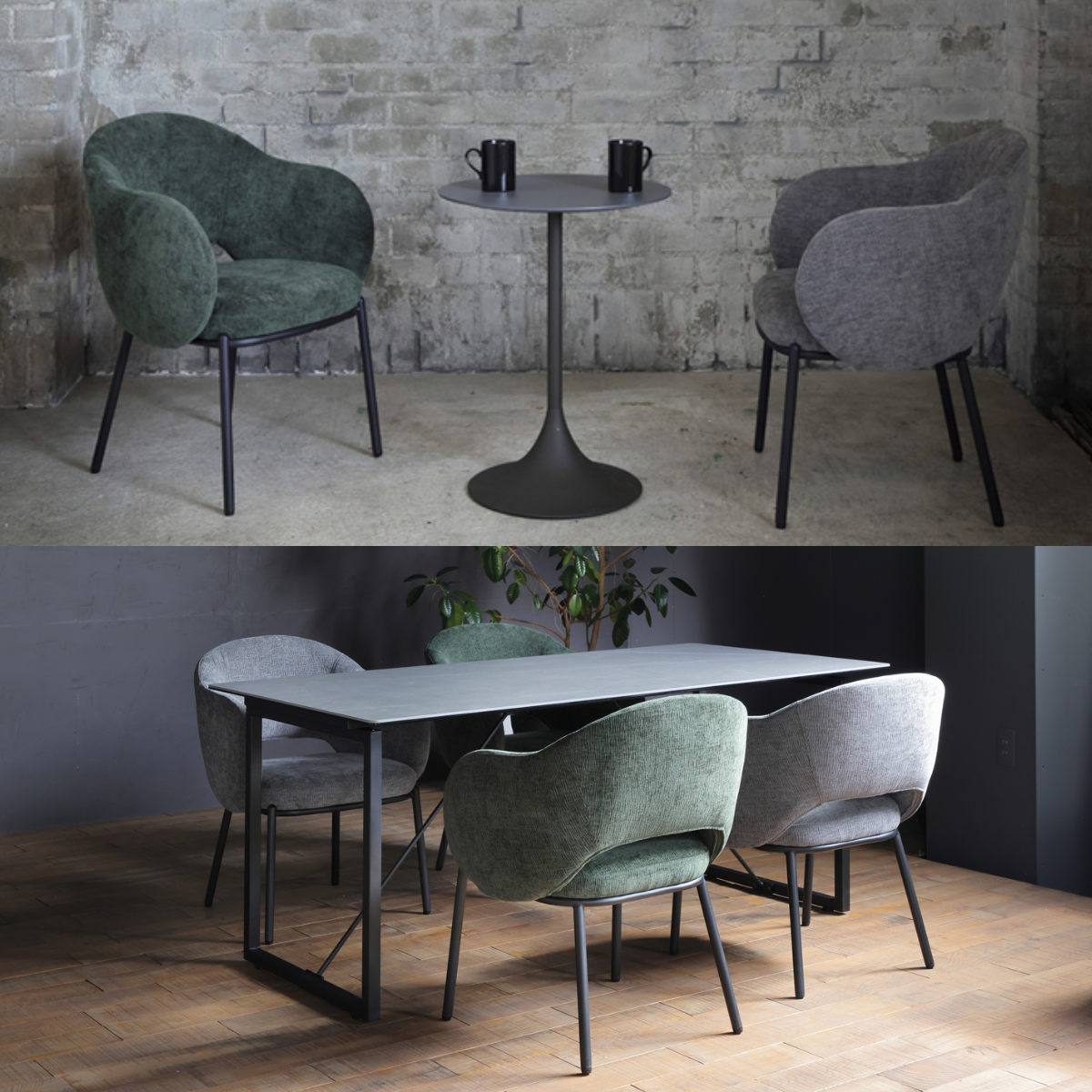 ダイニングチェア 座面高43.5cm BALENA 肘掛け付き ファブリック ( チェア ダイニング イス 食卓椅子 アームレスト 肘付き ウレタン 座り心地 快適 椅子 チェアー いす 食卓 リビング リビングチェア ) 【グレー】 グレー