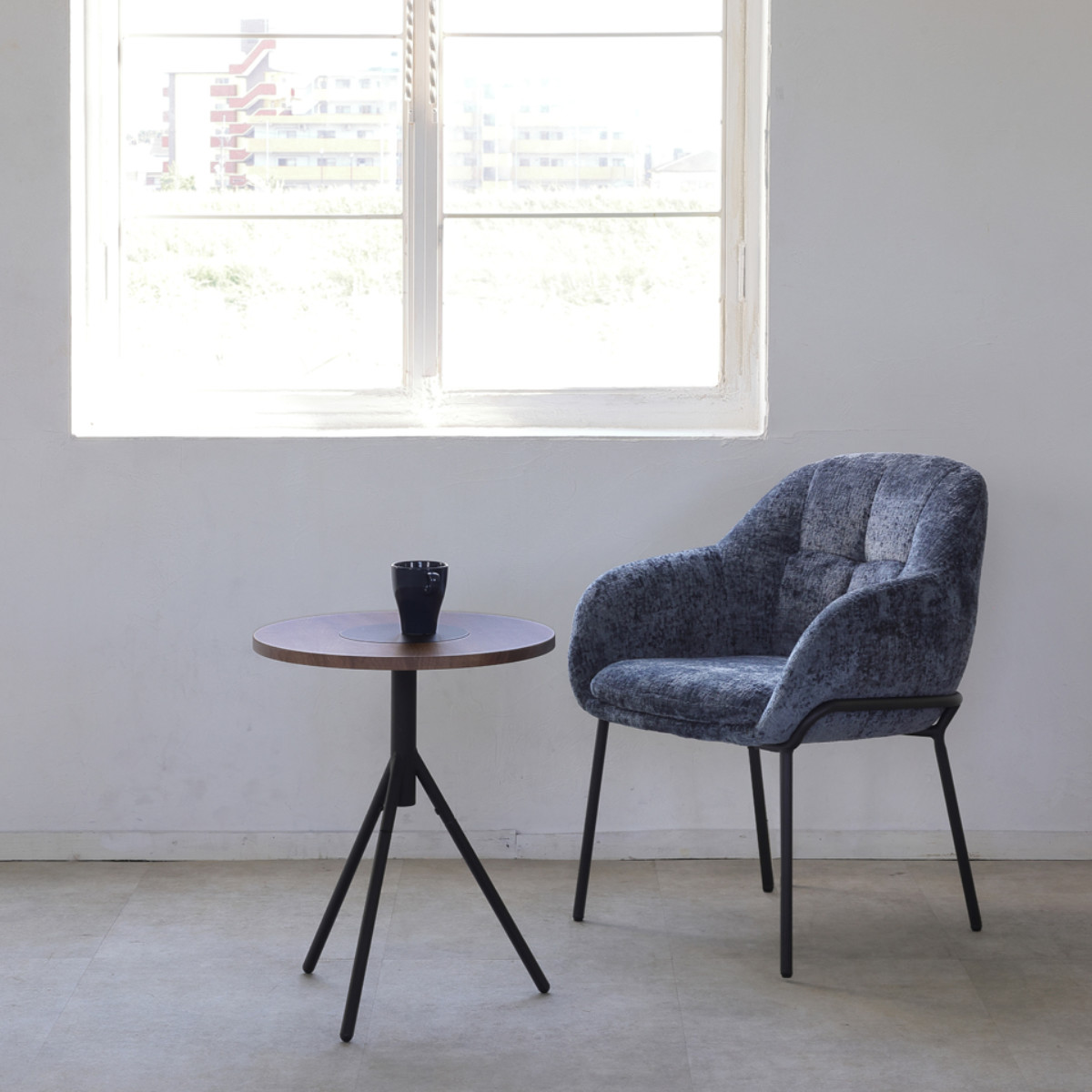 ダイニングチェア 座面高45cm TRENCH 肘掛け付き ファブリック ( チェア ダイニング イス 食卓椅子 アームレスト 肘付き ウレタン 座り心地 快適 椅子 チェアー いす 食卓 リビング リビングチェア ) 【ブルー】 ブルー