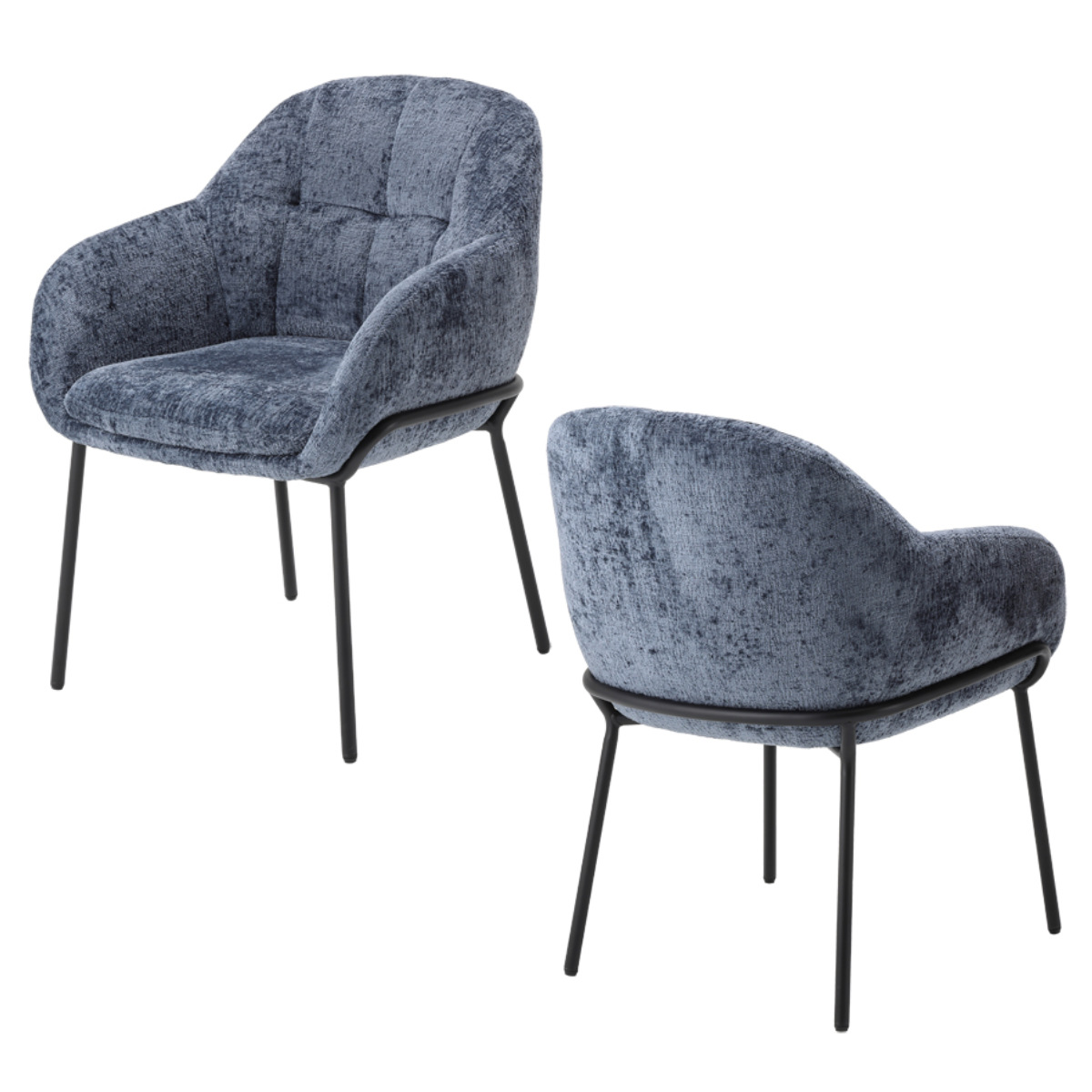 ダイニングチェア 座面高45cm TRENCH 肘掛け付き ファブリック ( チェア ダイニング イス 食卓椅子 アームレスト 肘付き ウレタン 座り心地 快適 椅子 チェアー いす 食卓 リビング リビングチェア ) 【ブルー】 ブルー